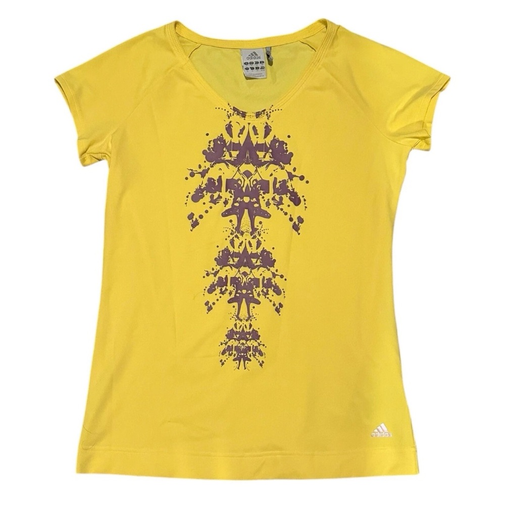 Adidas Climalite Women’s Workout T-Shirt Yellow Purple Size M New
